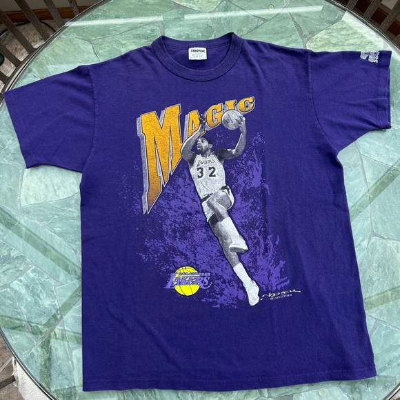 Los Angeles Lakers Magic Johnson 1989 Starter T-Shirt - Picture 1 of 5